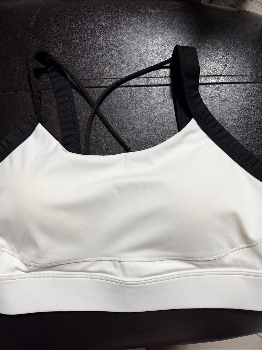 Zella White Sports Bra with Black Trim and Strappy Back